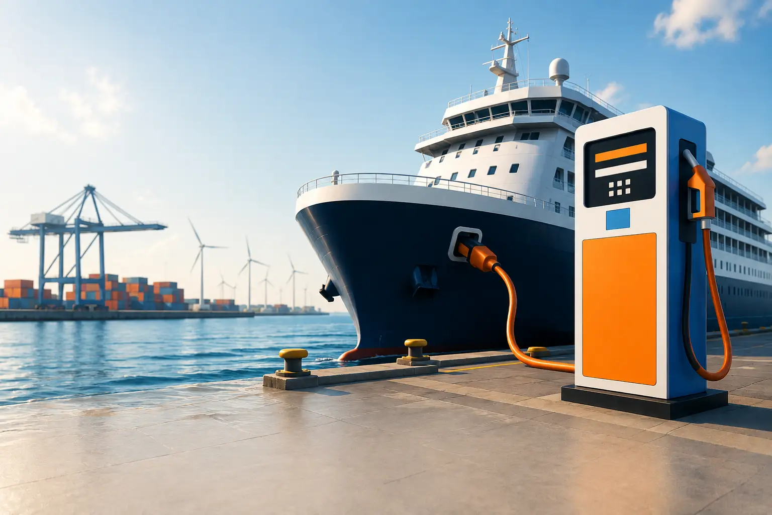 Modern port with electric charging station